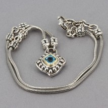 Vintage David Wysor Sterling Silver &amp; 18K Gold Blue Topaz Snake Chain Necklace - £133.67 GBP