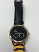 Harry Potter Glasses Accutime Watch Men 39mm Gold Tone Leather Band Untested - $14.95
