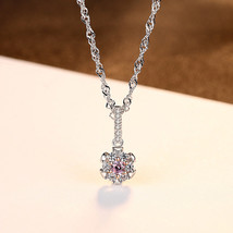 Women&#39;s High-End Necklace S925 Silver Pendant Water Wave Chain Necklace Powder F - £15.15 GBP