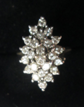 Custom 14Kt White Gold Cluster Cocktail Ring 24 Round Full Cut Diamonds ... - $593.01