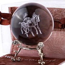 3D Laser Horse Crystal 60mm Ball Crystal Paperweight Figurine Home 2.2in - $19.56
