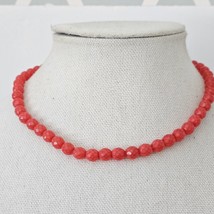 Vintage Red Faceted Glass Beaded Necklace - £18.19 GBP