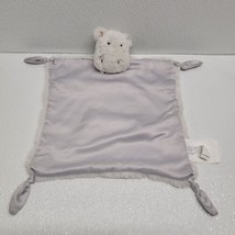 Pottery Barn Kids Hippo Lovey Blanket Plush Gray Hippopotamus PBK 11&quot; Knots - £38.99 GBP