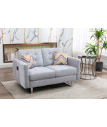 Victoria 53.5&quot; Light Gray Linen Loveseat w/ Metal Legs &amp; Pockets - $591.85 CAD