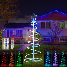 6Ft Outdoor Christmas Tree Yard Decorations 16 Color Spiral Led Lighted Tree - £93.22 GBP