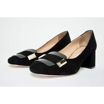 The Olney Black Suede Leather Block Heel Pump Women Shoe image 1