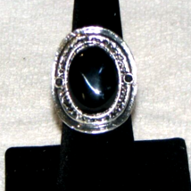 Vintage Black Onyx Adjustable Comfort  Ring Size 7.5 to 8.5 Magnetic - £14.95 GBP