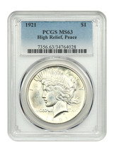 1921 $1 PCGS MS63 (High Relief) - $1,069.43
