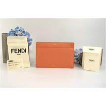 Fendi Peekaboo Pocket Large Coral Leather Flat Wallet Pouch NWT - $296.51