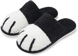 Cute Animal Slipper for Womens Memory Foam House Slippers  Sz 13-14 Black/White - £16.24 GBP