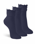 Jefferies Socks Womens Ankle Ruffle Cotton Casual Dress Cuff Slouch Socks 3 Pack - $12.99