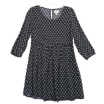 Old Navy Black White Design Mini Dress Sz S Whimsigoth Grunge Pleated Waist - $24.00