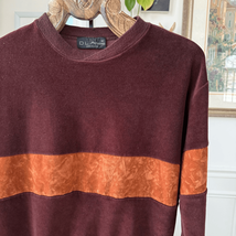 Vintage 70s DLA Limited Velour Brown Stripe Pullover M - $23.04