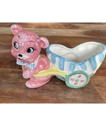 Vintage 1950&#39;s Pink Teddy Bear Pulling a Cart Planter Window Planter NOS... - €12,24 EUR