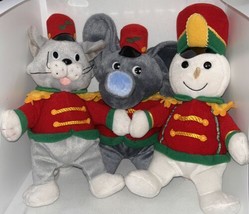 Vintage 1999 Set Of 3 Snowden And Friends Cat Elephant Snowman 9” Plush Band - £7.88 GBP