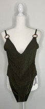 topshop NWT Olive Green Ruched Deep V Plunging Back One Piece SZ 8 Swim Suit F1 - £19.27 GBP