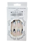 Almond Press On Medium Fake Nails Chrome Rhinestones Acrylic - £3.93 GBP