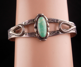 Vintage Sterling Bracelet - Harvey Era signed Cuff - turquoise jewelry  - £99.05 GBP