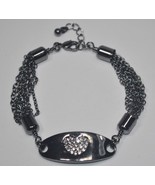 Lia Sophia &quot;Love Note&quot; Multi-Chain Heart Hematite Bracelet Black / Dark ... - $13.85