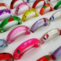 50Pcs Whole Fashion Colourful Resin Plastic Rings For Women Jewelry Bulk Lots LR - £11.43 GBP