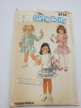 Simplicity 6714 Sewing Pattern Girls Child&#39;s Ruffled Dress Vintage Cut Size 6X - £6.22 GBP