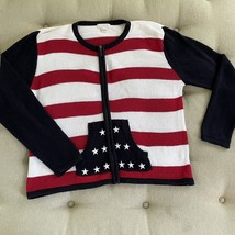 Christoper &amp; Banks American Flag Cardigan Sweater Patriotic Patriots L - $374.97 MXN