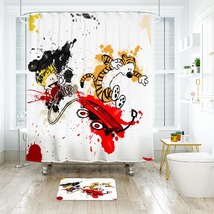 Calvin And Hobbes 07 Shower Curtain Bath Mat Bathroom Waterproof Decorative - £18.37 GBP+