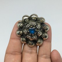 1.6&quot;Antique Tribal Turkmen Kuchi Ring Round Blue Glass Plastic Boho,8,TR217 - £5.99 GBP