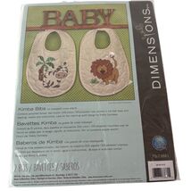Dimensions Baby Kimba Bibs Cross Stitch Kit With Lion &amp; Zebra Designs New - $11.52