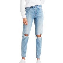 American Eagle AE Mom High Rise Blue Tapered Distressed Ripped Jeans Size 6 - $21.26