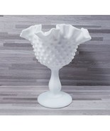 Fenton Milk Glass Hobnail 6.25&quot; Compote Ruffled Edge Candy Dish - £20.59 GBP