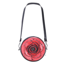 Round Faux Ostrich Leather Flower Purse Blue image 2