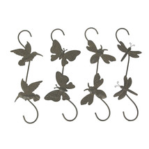 Set of 4 Rustic Metal Hook Plant Hangers Hummingbird, Bee, Butterfly, Dr... - $28.91