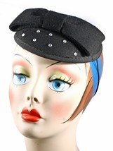 Black Pillbox Fascinator Tilt Hat - Retro Style Party, Wedding, Church - Hey Viv - £15.00 GBP