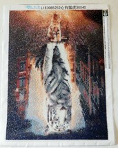 Diamond Art Painting COMPLETED HANDMADE Cat/Tiger Reflection Canvas 12” ... - £29.56 GBP