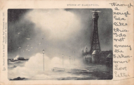 Storm At BLACKPOOL~1903 Tuck Rough Sea Photo Postcard - £6.69 GBP