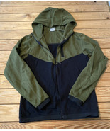 Zara Men’s Full zip Hooded jacket size M Green black Sf22 - £14.04 GBP