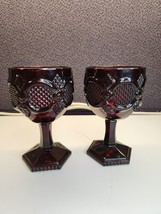 Set Of 2 Avon The 1876 Cape Cod Collection Elegant Wine Glass Ruby Red - $10.80