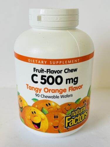 Natural Factors Vitamin C 500mg,Tangy Orange Flavor,90 Chewable Wafers, Exp 9/27 - £14.12 GBP