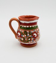 Kostas Rhodes Enamel On Clay Jug Pitcher Handmade Greece Floral Primitive - £13.36 GBP