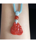 Genuine Red Coral RuYi lucky pendant necklace handmade unique birthday g... - £106.70 GBP