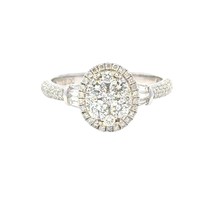 Aamiaa 1.33 Carat Natural Diamond Oval Cluster Halo Engagement Ring - Size 6.5 - $38,715.85 MXN