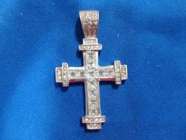 925 Sterling Silver Cross Pendant With Stones Free Shipping - £39.91 GBP