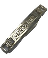 Vintage Girl Scouts Brownie Brass Hair Clip Spell Out Cut Out 2 1/8&quot; x 1/4&quot; - $14.80