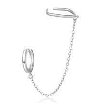 1PC 925 Silver Chain Fringe Double Earring for Women Tassel Retro Long Chain Hoo - £12.14 GBP