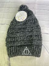 Harry Potter Deathly Hallows Logo Gray Knit Pom Slouch Beanie Hat Cap Ad... - $24.25