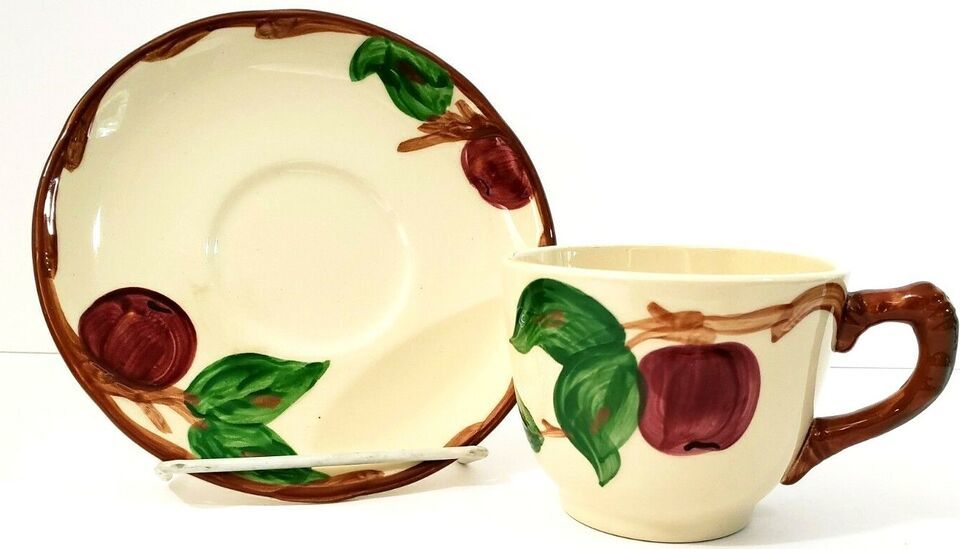 Franciscan Apple Ware Interpace Coffee Cup &amp; Saucer Hand Decorated USA - $11.74