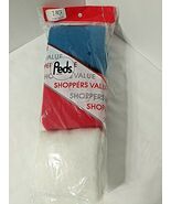 PEDS Acrylic Socks Vtg 3 Pr Red White Blue Fits Sz 10-13 Stretch Poly NEW - €39,06 EUR