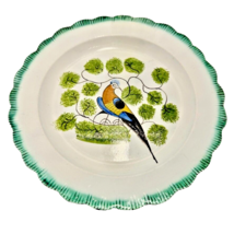 Pearlware Peafowl Plate Green Feather-Edge Spongeware Folk Art - $346.45