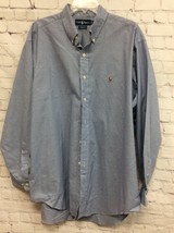 Ralph Lauren Pony Logo Mens Blue Check Print Long Sleeve Button Down Shirt 17 XL - £11.60 GBP